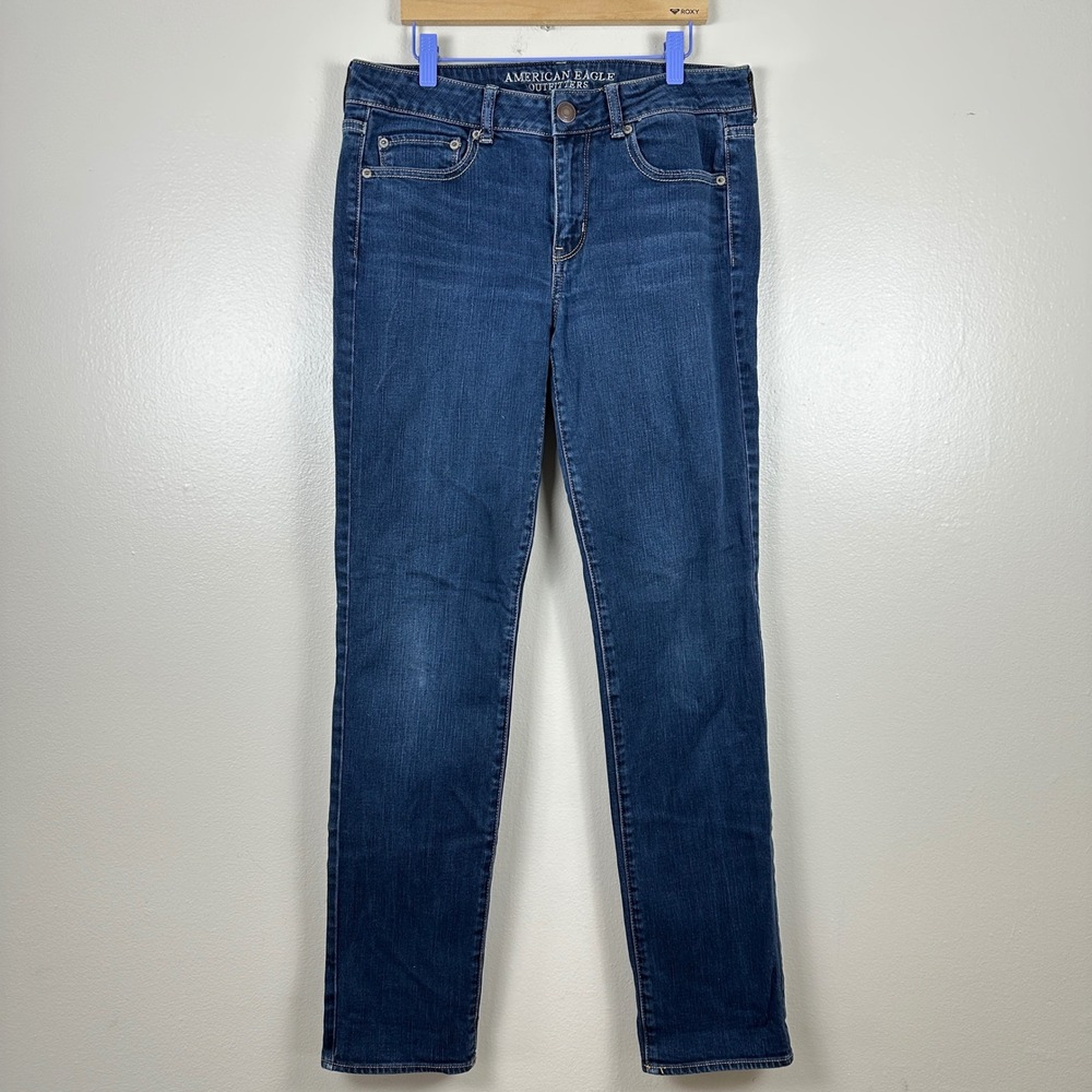 American Eagle Women's 8 Long Skinny Jeans Dark Wash Stretch Denim Classic